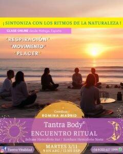 Encuentro Ritual Online - Clase abierta de Tantra Body flyer 3 nov tbt datos